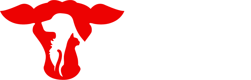 horizontal jackson veterinary clinic logo in red and white